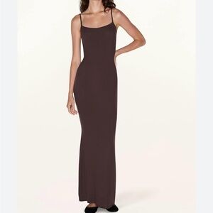 NWOT SKIMS Soft Lounge Long Ribbed Slip Dress SLIP DRESS size M brown